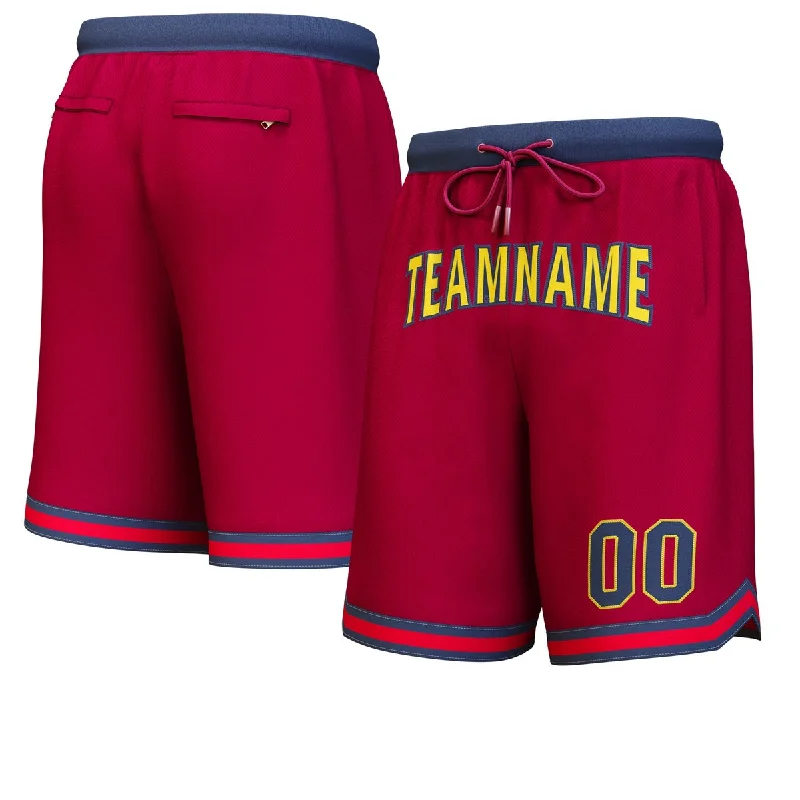 Basketball socks modern-game -Custom Maroon Yellow-Navy Personalized Basketball Shorts