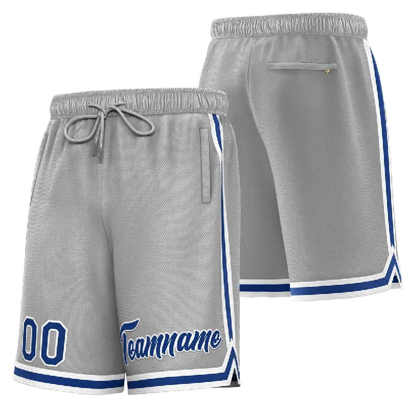 Men's basketball shorts high-end fabric -Custom Gray Royal-White Sport Basketball Shorts