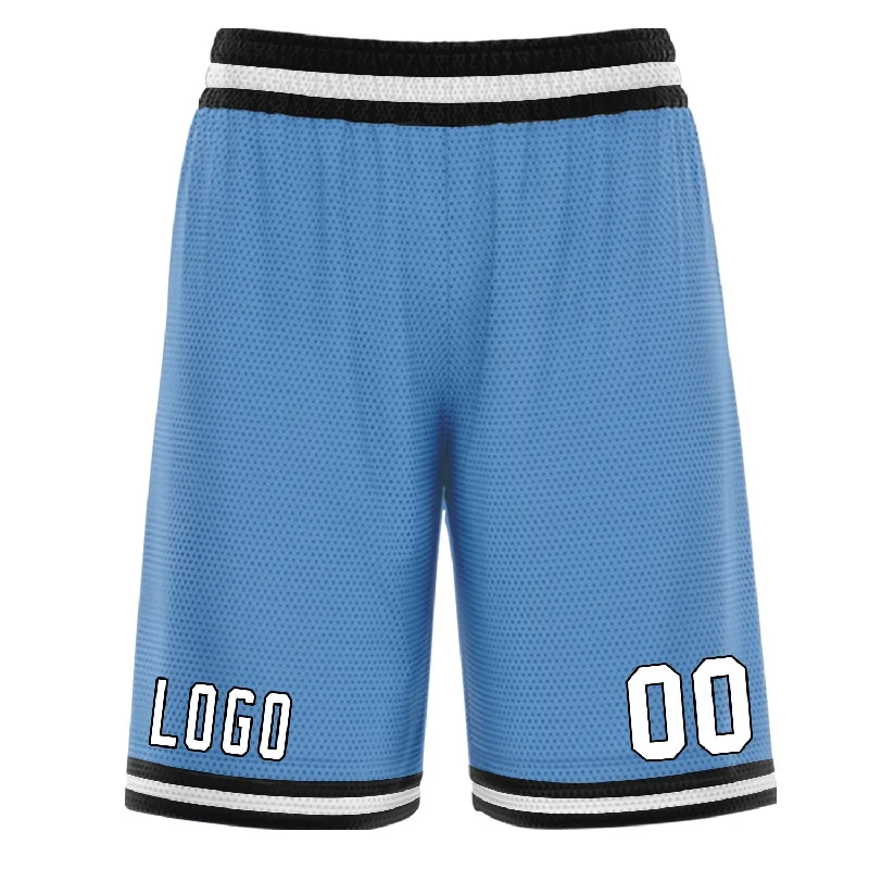 Men's basketball shorts bulk savings -Custom Light Blue White Black Basketball Shorts