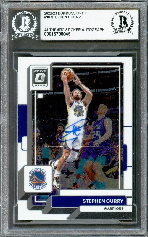 Basketball cards smooth-rare -Stephen Curry Autographed 2022-23 Donruss Optic Card #96 Golden State Warriors Beckett BAS #16708045