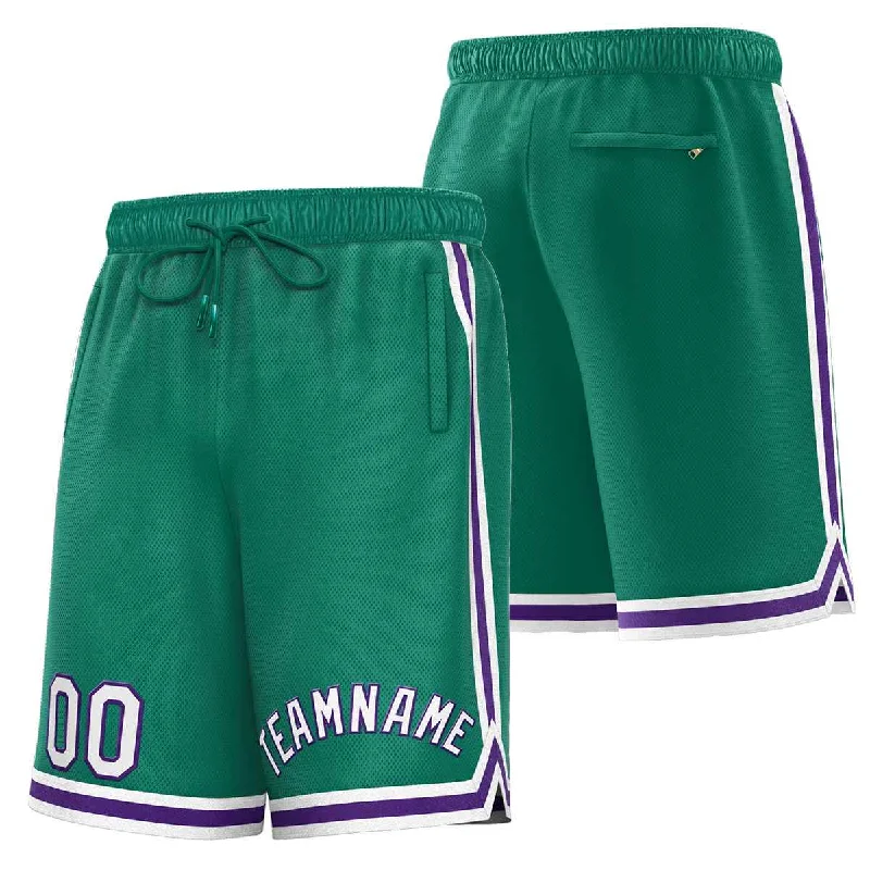 Men's basketball shorts team deal -Custom Green White-Purple Sport Basketball Shorts