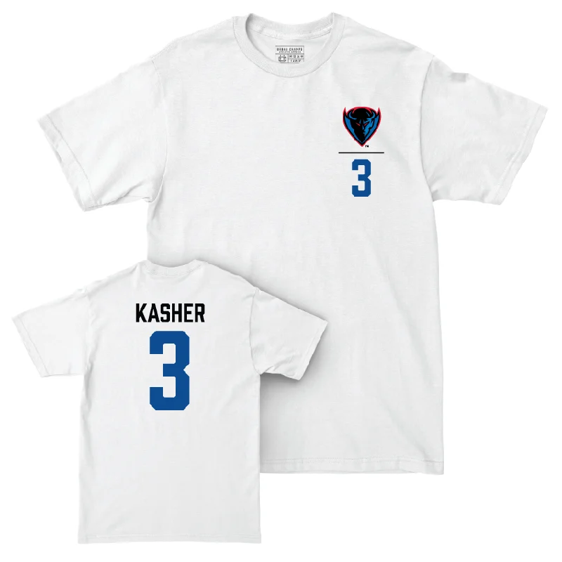 Men's basketball T-shirts vintage-fit -DePaul Men's Basketball White Logo Comfort Colors Tee - Nate Kasher | #3