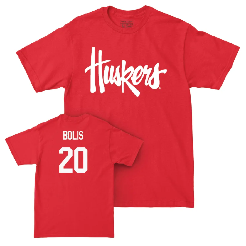 Men's basketball T-shirts team-fan -Red Men's Basketball Huskers Tee  - Justin Bolis