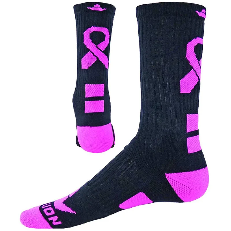 Basketball socks durable-court -Red Lion Genesis Ribbon Athletic Crew Socks, Black-Neon Pink