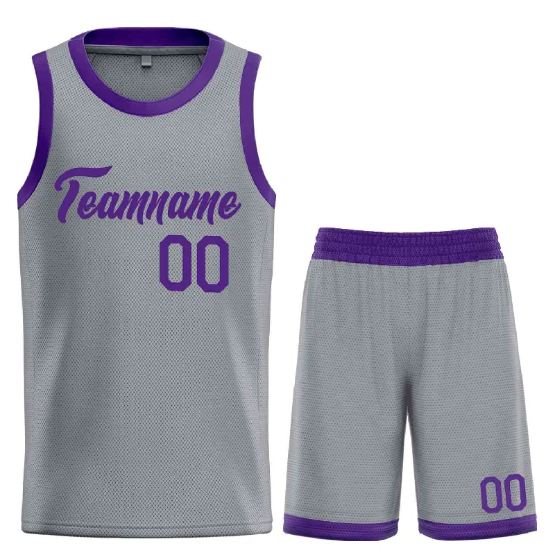 Basketball jerseys signed -Custom Dark Gray Purple Heal Sports Uniform Classic Sets Basketball Jersey