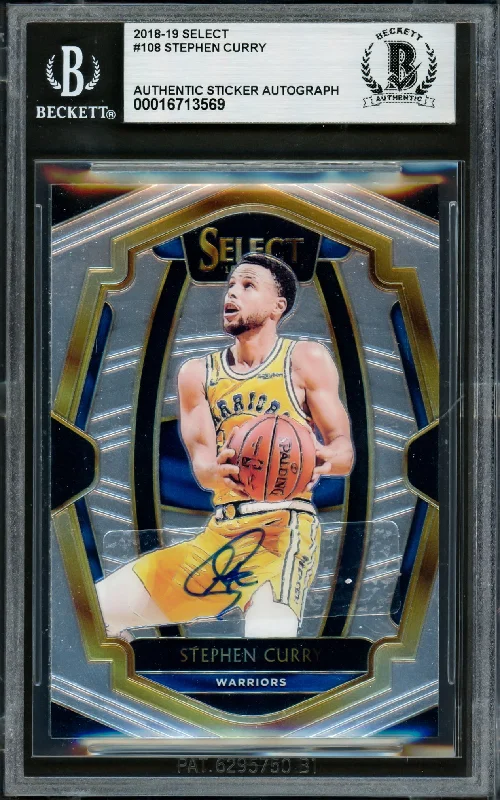 Basketball cards serial-classic -Stephen Curry Autographed 2018-19 Select Card #108 Golden State Warriors Beckett BAS