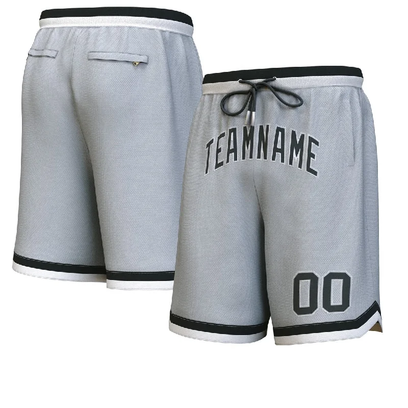 Basketball socks vintage -Custom Gray Black-White Personalized Basketball Shorts