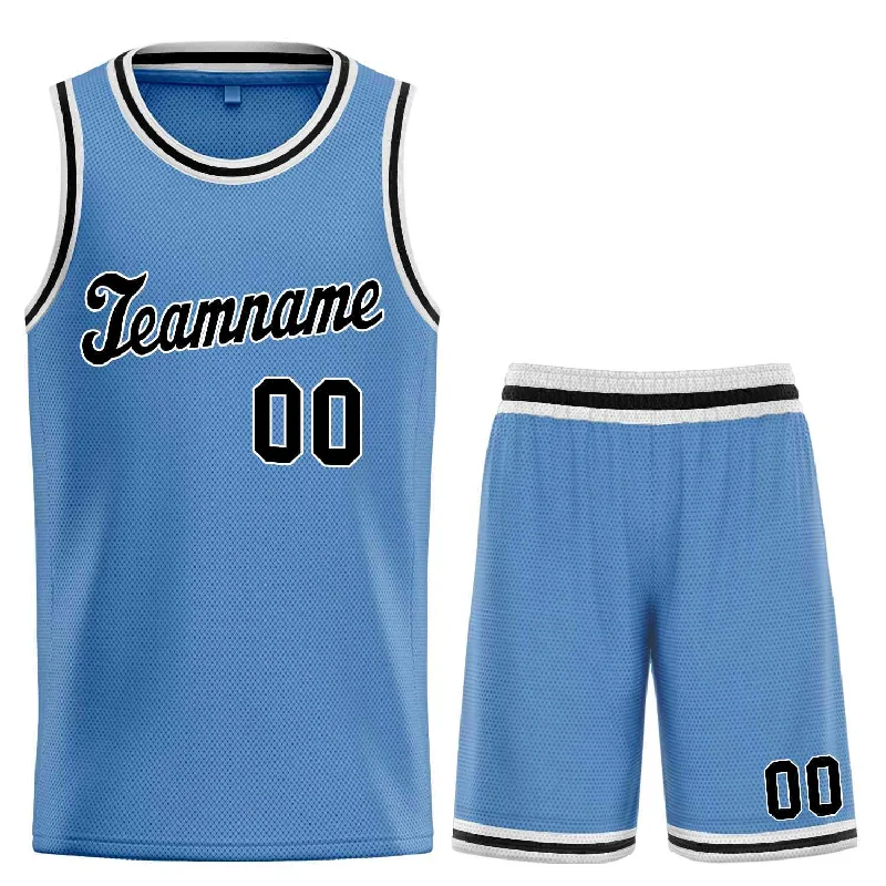 Basketball jerseys special-edition -Custom Light Blue Black-White Classic Sets Sports Uniform Basketball Jersey