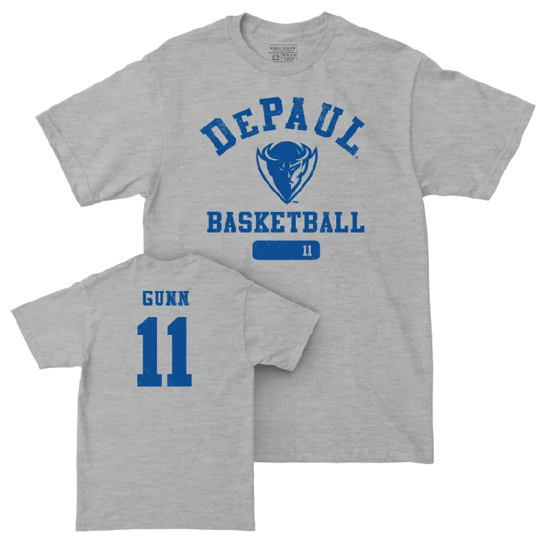 Men's basketball T-shirts stretch -DePaul Men's Basketball Sport Grey Varsity Tee - CJ Gunn | #11