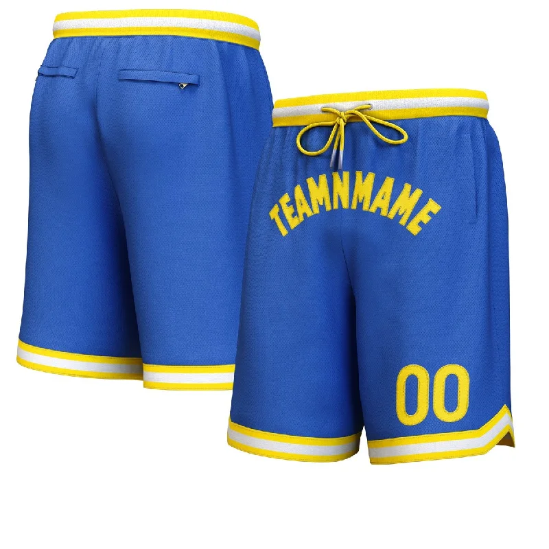 Men's basketball shorts performance ensemble -Custom Royal Yellow Personalized Basketball Shorts