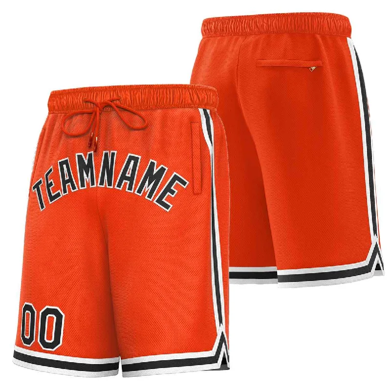 Men's basketball shorts sportswear staple -Custom Orange Black-White Sport Basketball Shorts