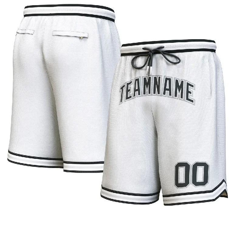 Basketball socks athletic -Custom White Black-Gray Personalized Basketball Shorts