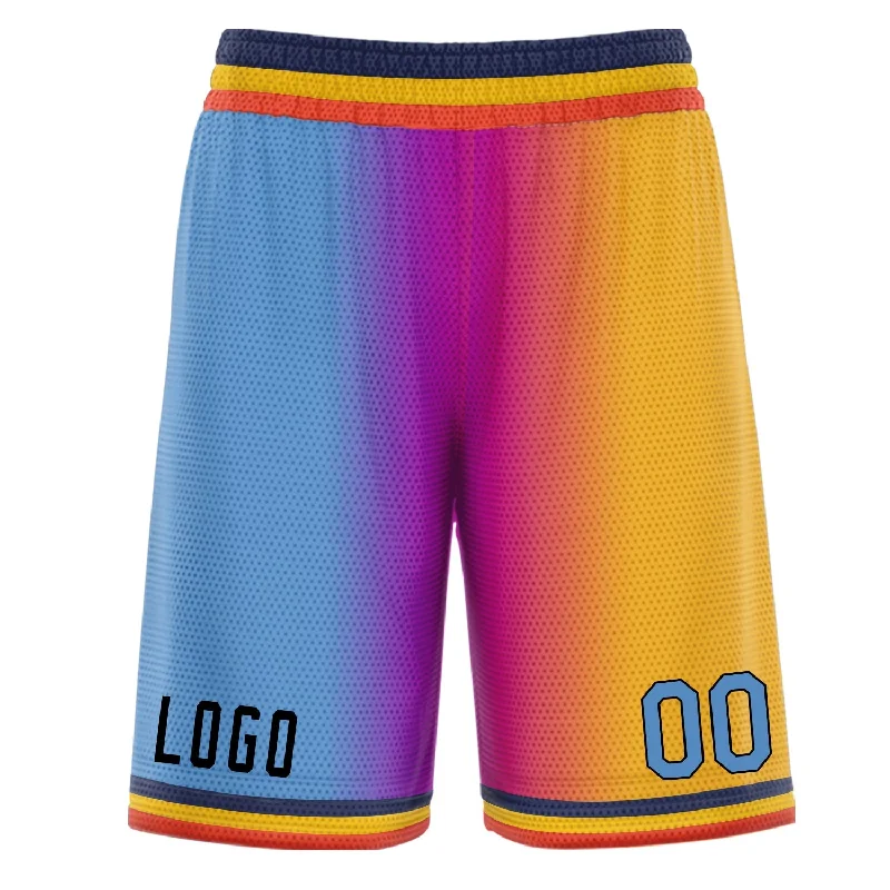 Men's basketball shorts enduring pair -Custom Blue Pink Yellow Gradient Fashion Basketball Shorts