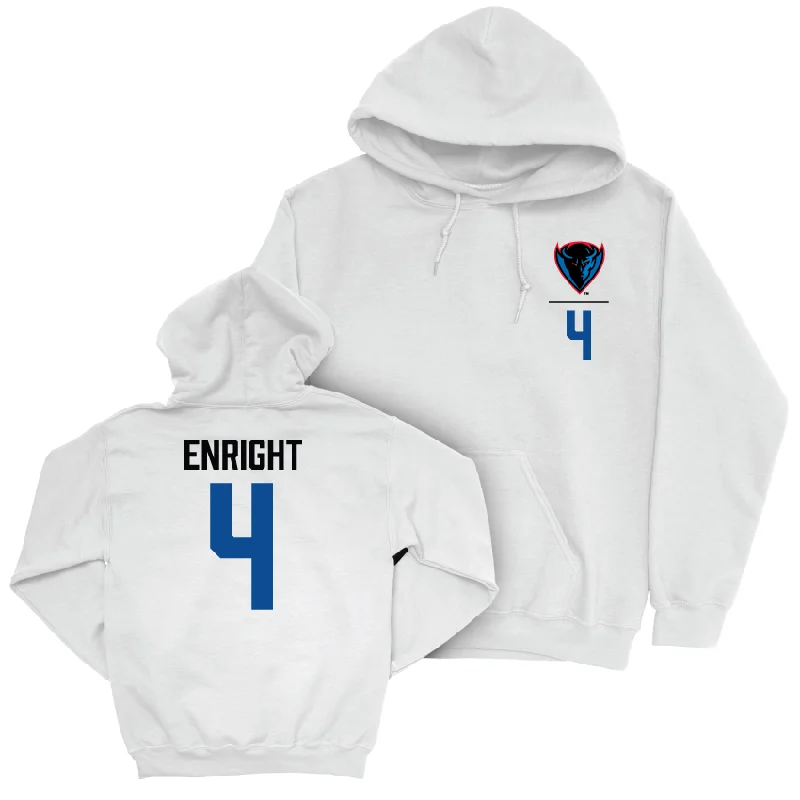 Men's basketball hoodie stylish special -DePaul Men's Basketball White Logo Hoodie - Conor Enright | #4