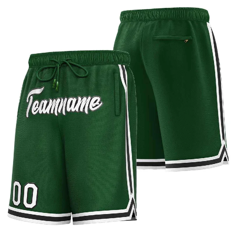 Men's basketball shorts matching hues -Custom Green White-Black Sport Basketball Shorts