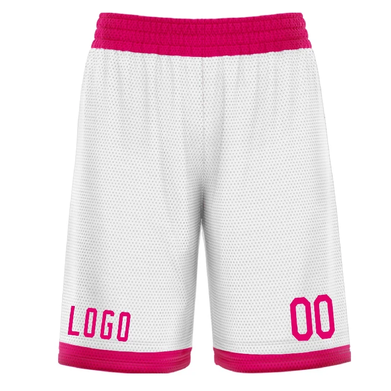 Men's basketball shorts quality shorts -Custom White Pink Basketball Shorts