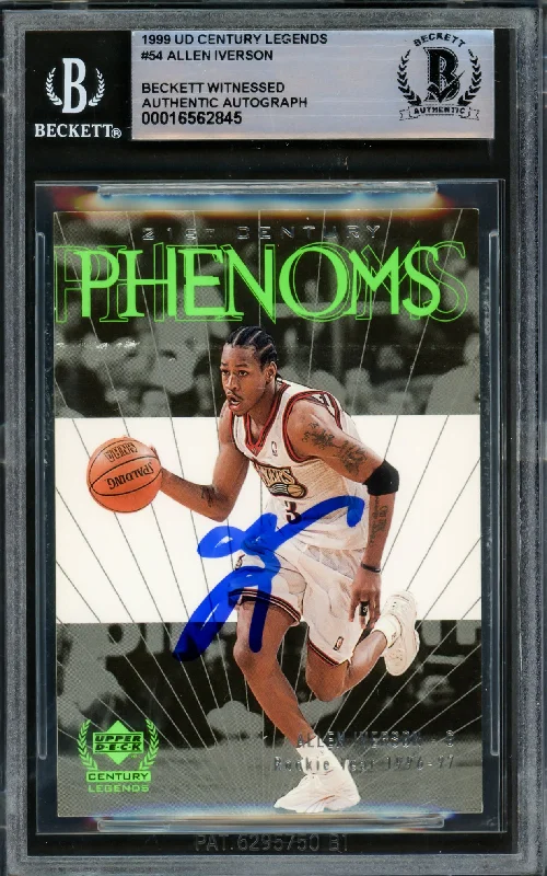 Basketball cards partial-classic -Allen Iverson Autographed 1999 UD Century Legends Card #54 Philadelphia 76ers Beckett BAS Witnessed #16562845