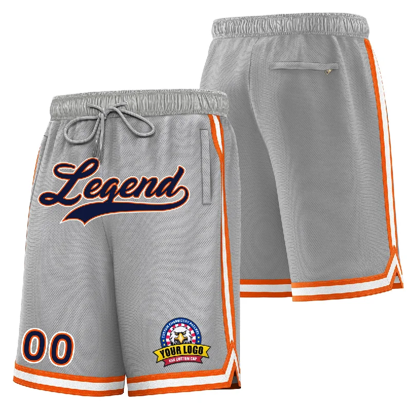 Men's basketball shorts number graphic -Custom Gray Orange Basketball Shorts