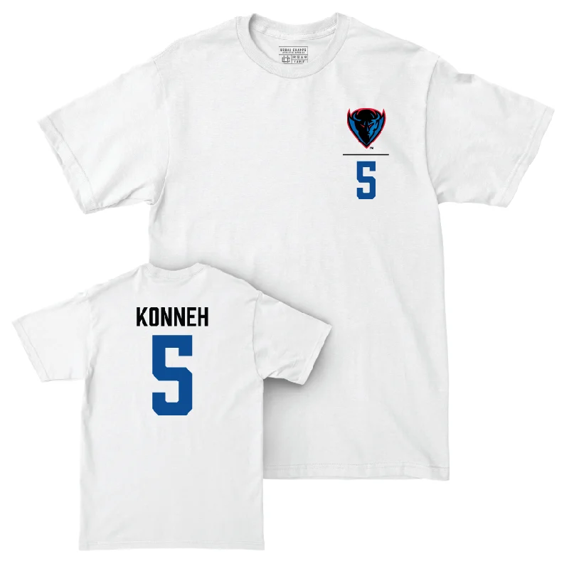 Men's basketball T-shirts modern-design -DePaul Men's Basketball White Logo Comfort Colors Tee - Sekou Konneh | #5