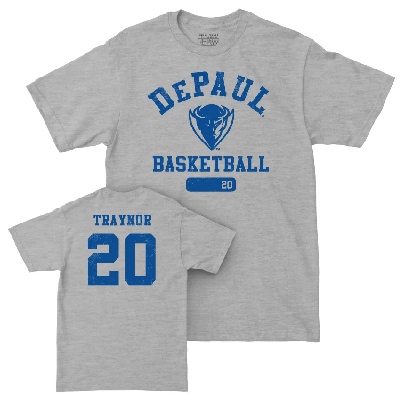 Men's basketball T-shirts patterned -DePaul Men's Basketball Sport Grey Varsity Tee - Jayden Traynor | #20