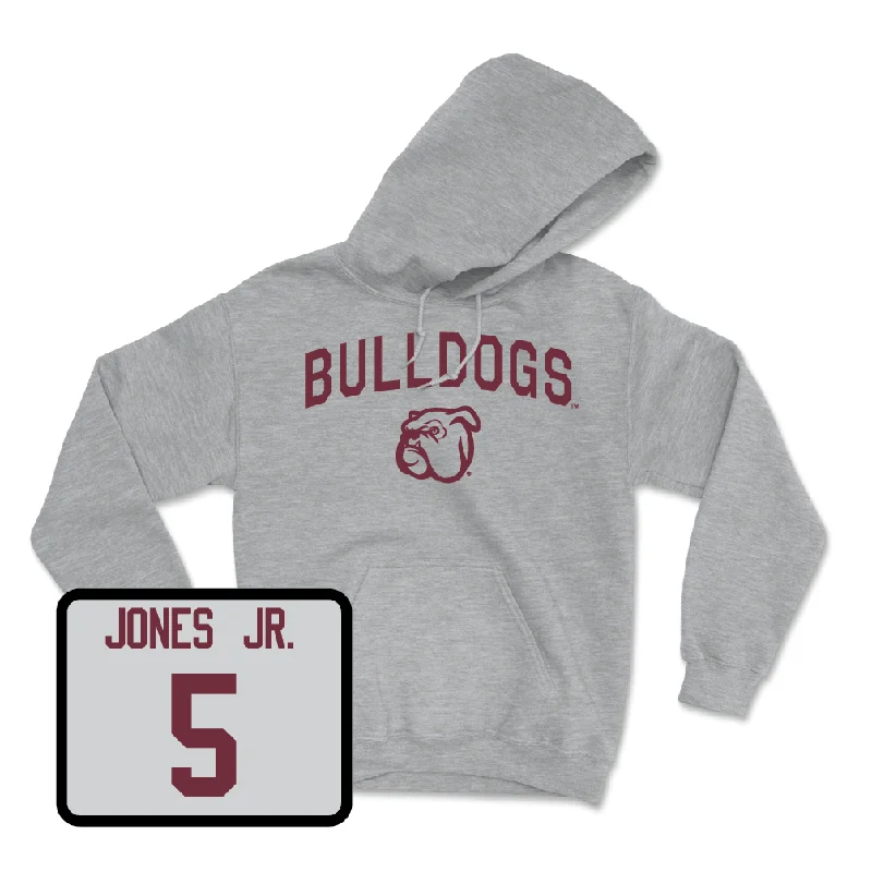 Men's basketball hoodie logo print -Sport Grey Men's Basketball Bulldogs Hoodie - Shawn Jones Jr.