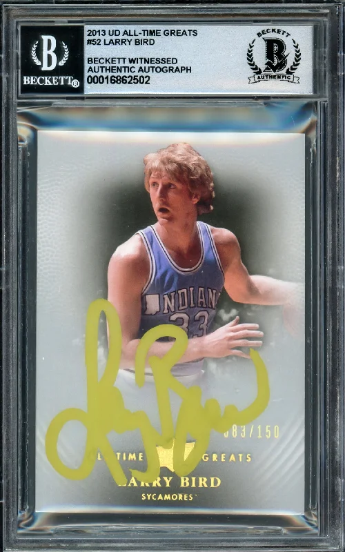 Basketball cards trading-rare -Larry Bird Autographed 2013 Upper Deck All-Time Greats Card #52 Boston Celtics Auto Grade Gem Mint 10 #083/150 Beckett BAS Witness #16862502