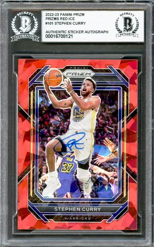 Basketball cards resale-rare -Stephen Curry Autographed 2022-23 Panini Prizm Red Ice Card #101 Golden State Warriors Beckett BAS #16708121