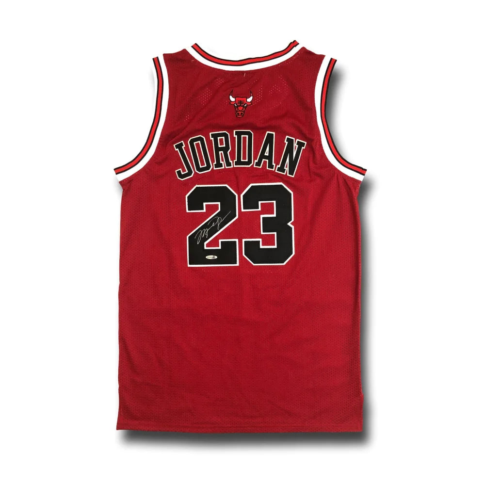 Basketball jerseys UV-protection -Michael Jordan Signed Red Chicago Bulls Jersey UDA COA Autograph Upper Deck NBA Finals