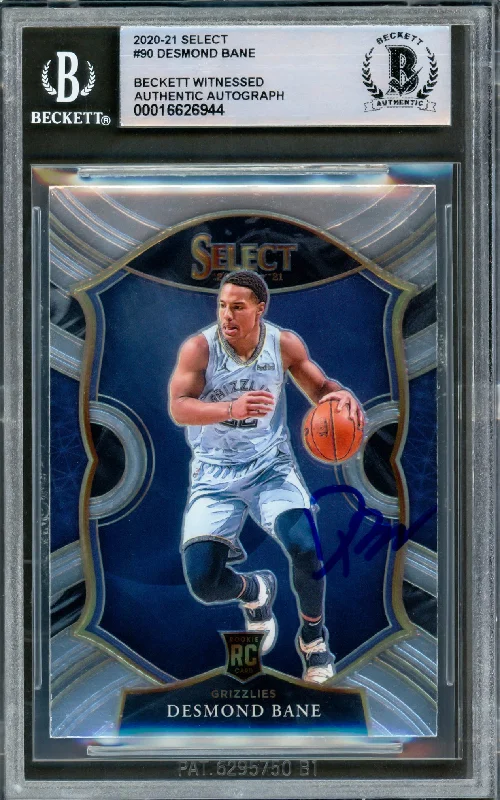 Basketball cards clutch-rare -Desmond Bane Autographed 2020-21 Panini Select Rookie Card #90 Memphis Grizzlies Beckett BAS Witnessed