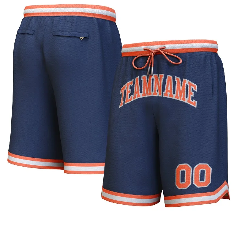 Men's basketball shorts pro bundle -Custom Navy Orange-Gray Personalized Basketball Shorts