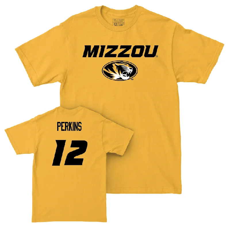 Men's basketball T-shirts durable-quick -Gold Men's Basketball Mizzou Tee  - Tony Perkins