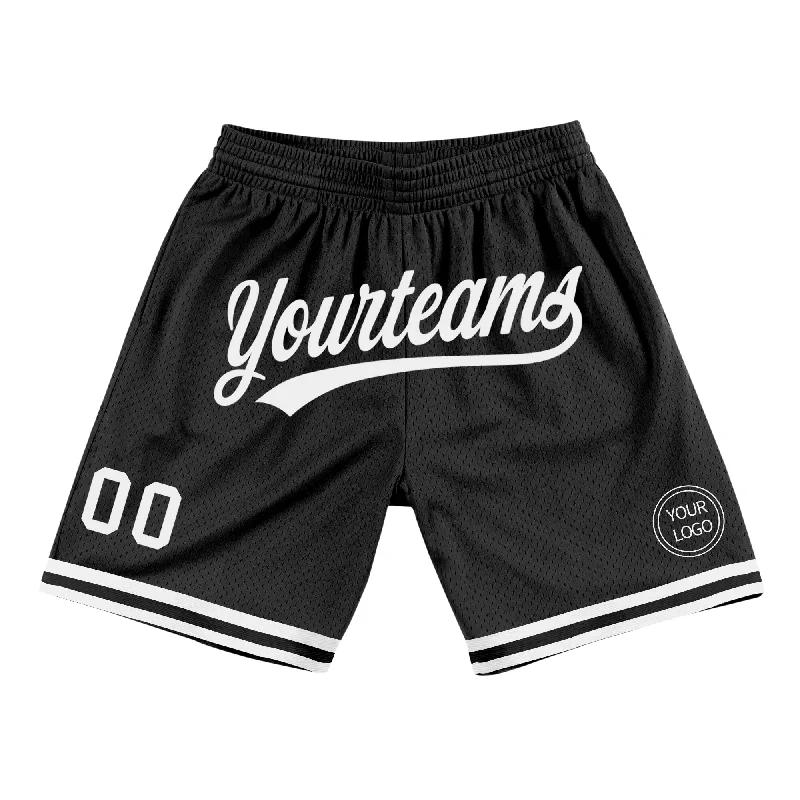 Men's basketball shorts precise fit -Custom Black White Authentic Throwback Basketball Shorts