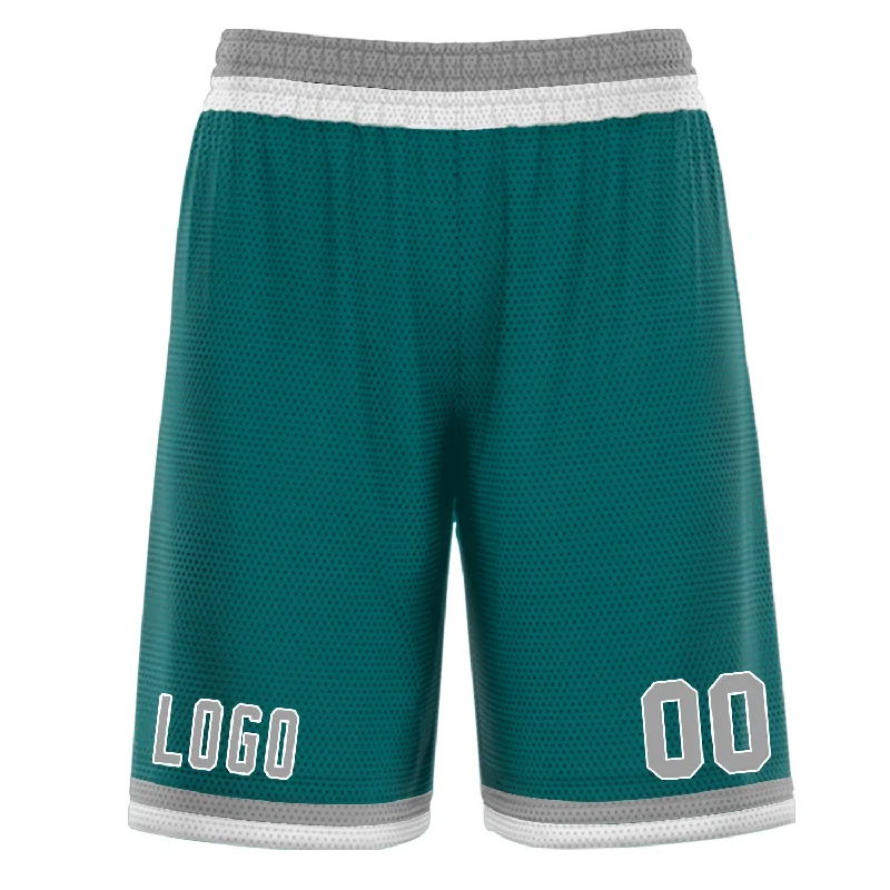 Men's basketball shorts agile movement -Custom Green Grey Basketball Shorts