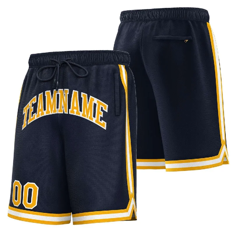 Men's basketball shorts player collection -Custom Navy Gold-White Sport Basketball Shorts