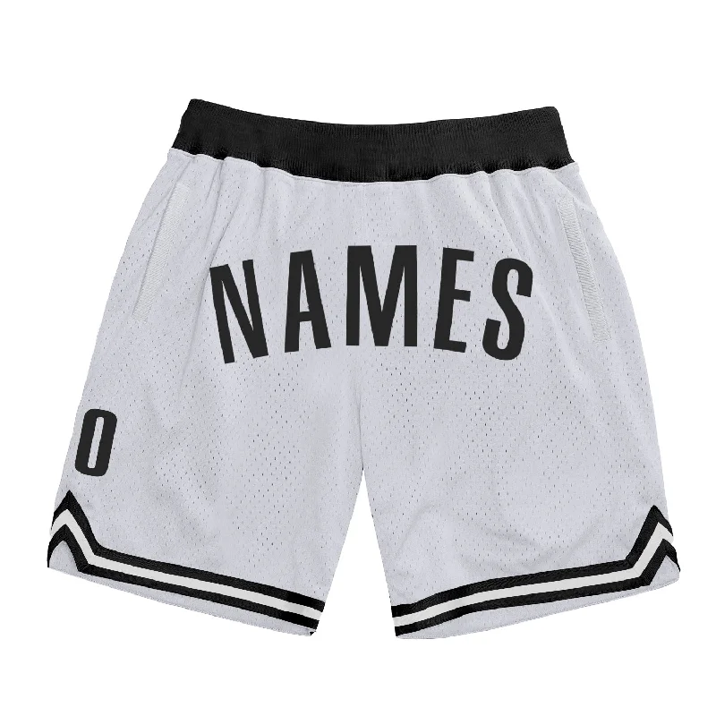 Men's basketball shorts cost-effective buy -Custom White Black Authentic Throwback Basketball Shorts