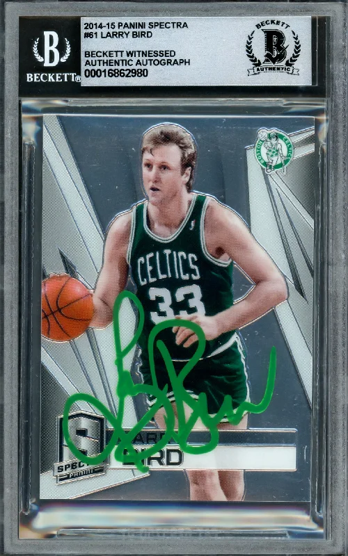 Basketball cards rookie-sensation -Larry Bird Autographed 2014-15 Panini Spectra Card #61 Boston Celtics Auto Grade Gem Mint 10 #60/75 Beckett BAS Witness #16862980