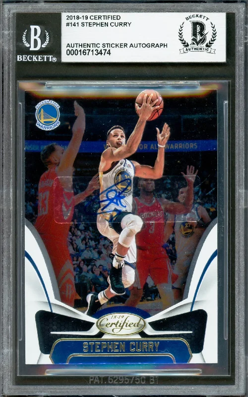 Basketball cards hall-of-fame-rarity -Stephen Curry Autographed 2018-19 Panini Certified Card #141 Golden State Warriors Beckett BAS #16713474