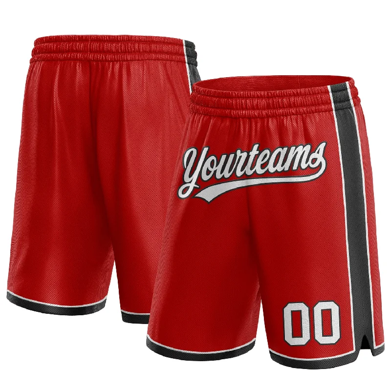 Men's basketball shorts dynamic fit -Custom Red White-Black Authentic Basketball Shorts