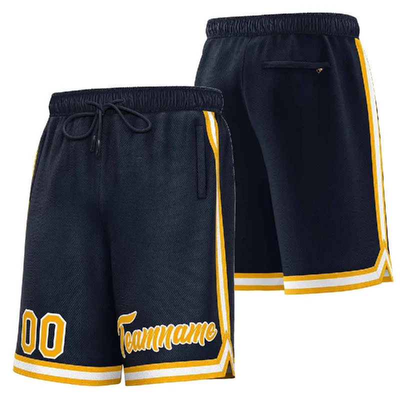 Men's basketball shorts quick-dry offer -Custom Navy Gold-White Sport Basketball Shorts