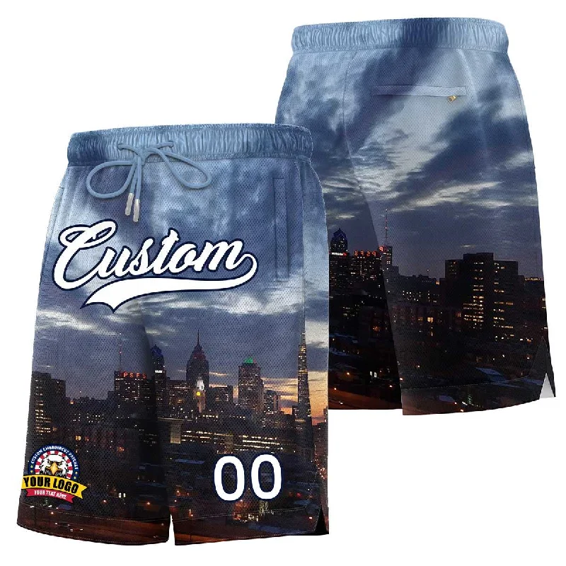 Men's basketball shorts performance apparel -Custom Personalized Philadelphia City Landscape Basketball Shorts