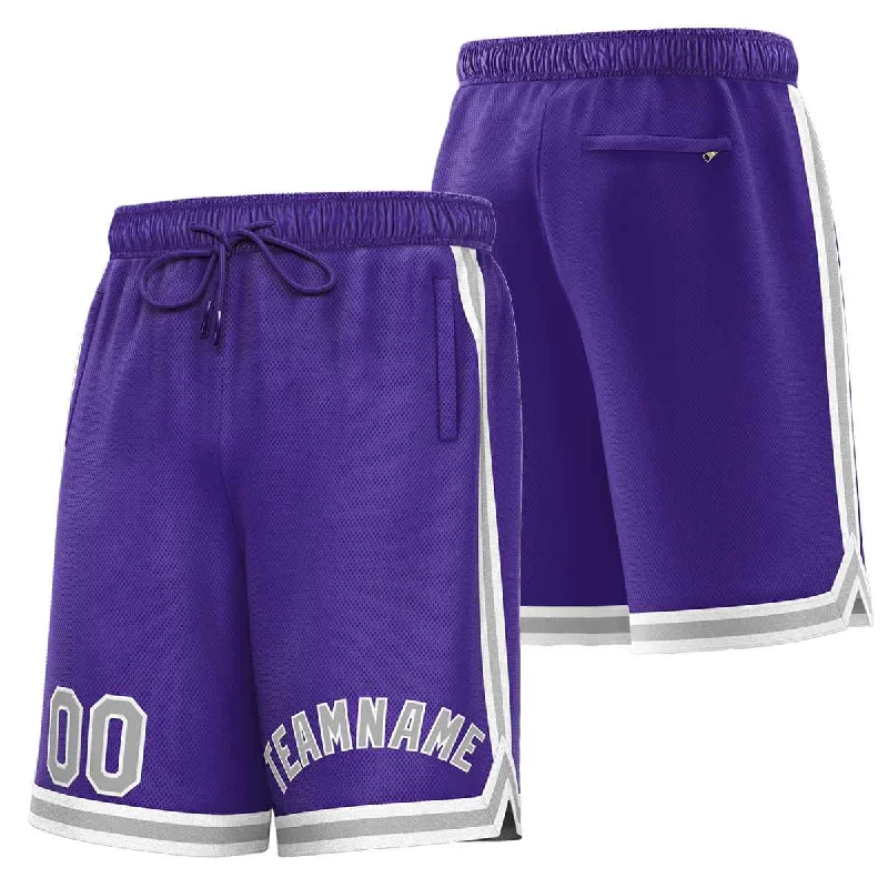 Men's basketball shorts quality bundle -Custom Purple Gray Sport Basketball Shorts