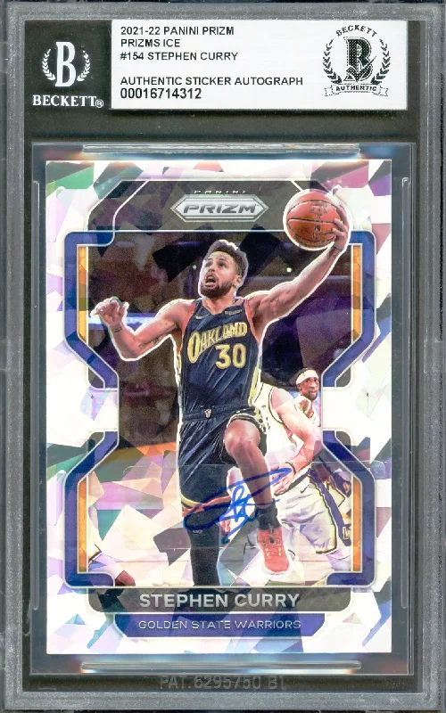 Basketball cards dynasty-classic -Stephen Curry Autographed 2021-22 Panini Prizm Ice Card #154 Golden State Warriors Beckett BAS #16714312