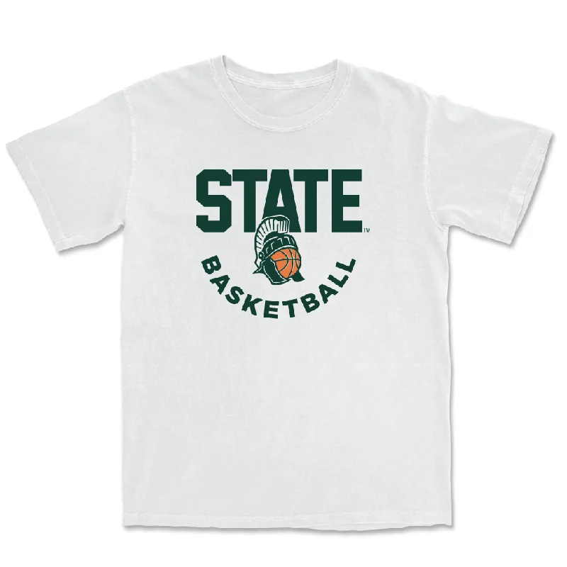 Men's basketball T-shirts retro-comfort -Men's Basketball White Helmet Comfort Colors Tee - Carson Cooper