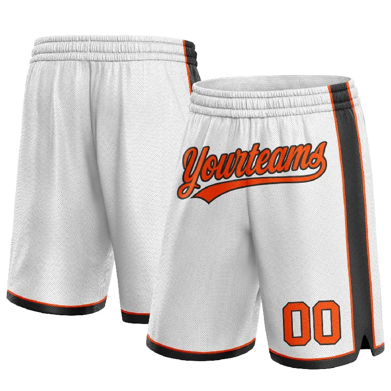 Men's basketball shorts player deal -Custom White Orange-Black Authentic Basketball Shorts