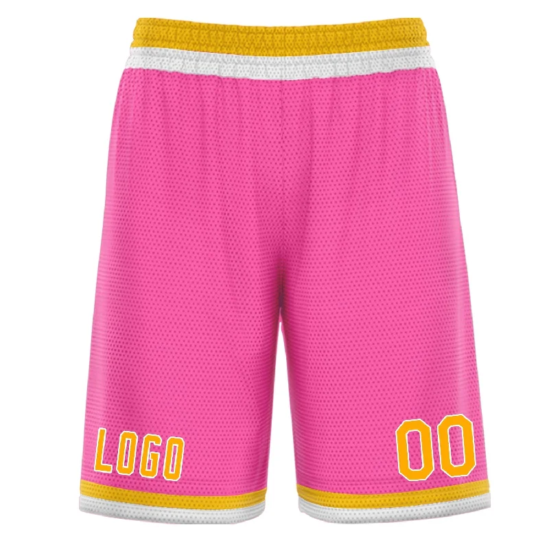 Men's basketball shorts pro league pair -Custom Pink Yellow Athletic Basketball Shorts