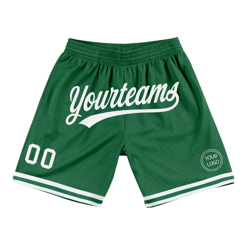 Men's basketball shorts stylish set -Custom Kelly Green White Authentic Throwback Basketball Shorts