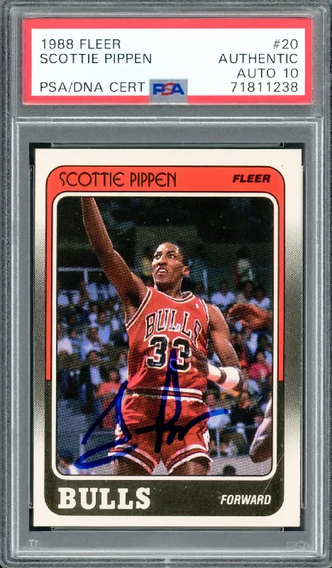 Basketball cards standard-rare -Scottie Pippen Autographed 1988-89 Fleer Rookie Card #20 Chicago Bulls Auto Grade Gem Mint 10 PSA/DNA #71811238