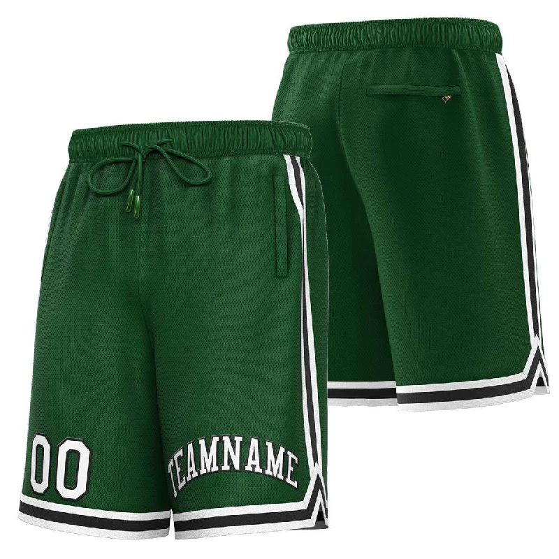 Men's basketball shorts squad pairs -Custom Green White-Black Sport Basketball Shorts