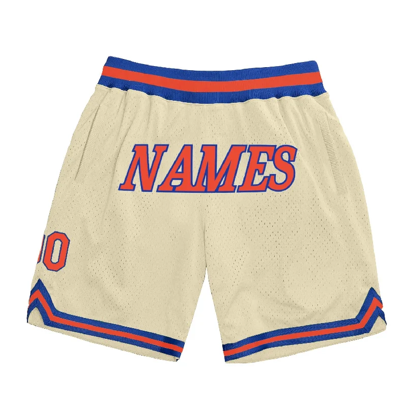 Men's basketball shorts custom bundle -Custom Cream Orange-Royal Authentic Throwback Basketball Shorts