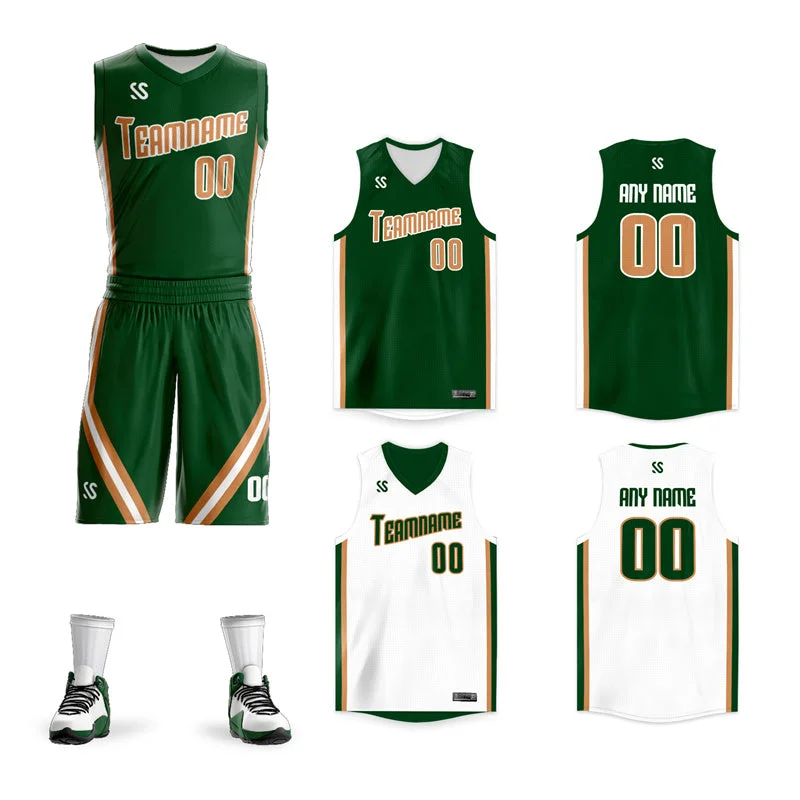 Basketball jerseys seasonal -Custom Green White Double Side Sets Design Sportswear Basketball Jersey